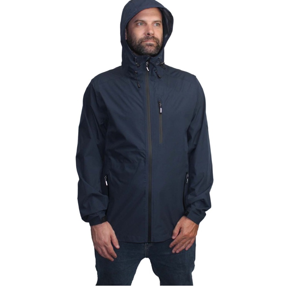 Men's Dark Blue Hooded Raincoat Aquatec Lite Rainjacket XL